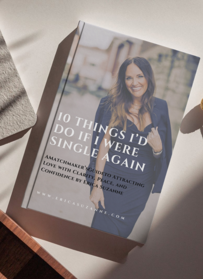 A matchmakers guide to finding love by Erica Suzanne on a white table